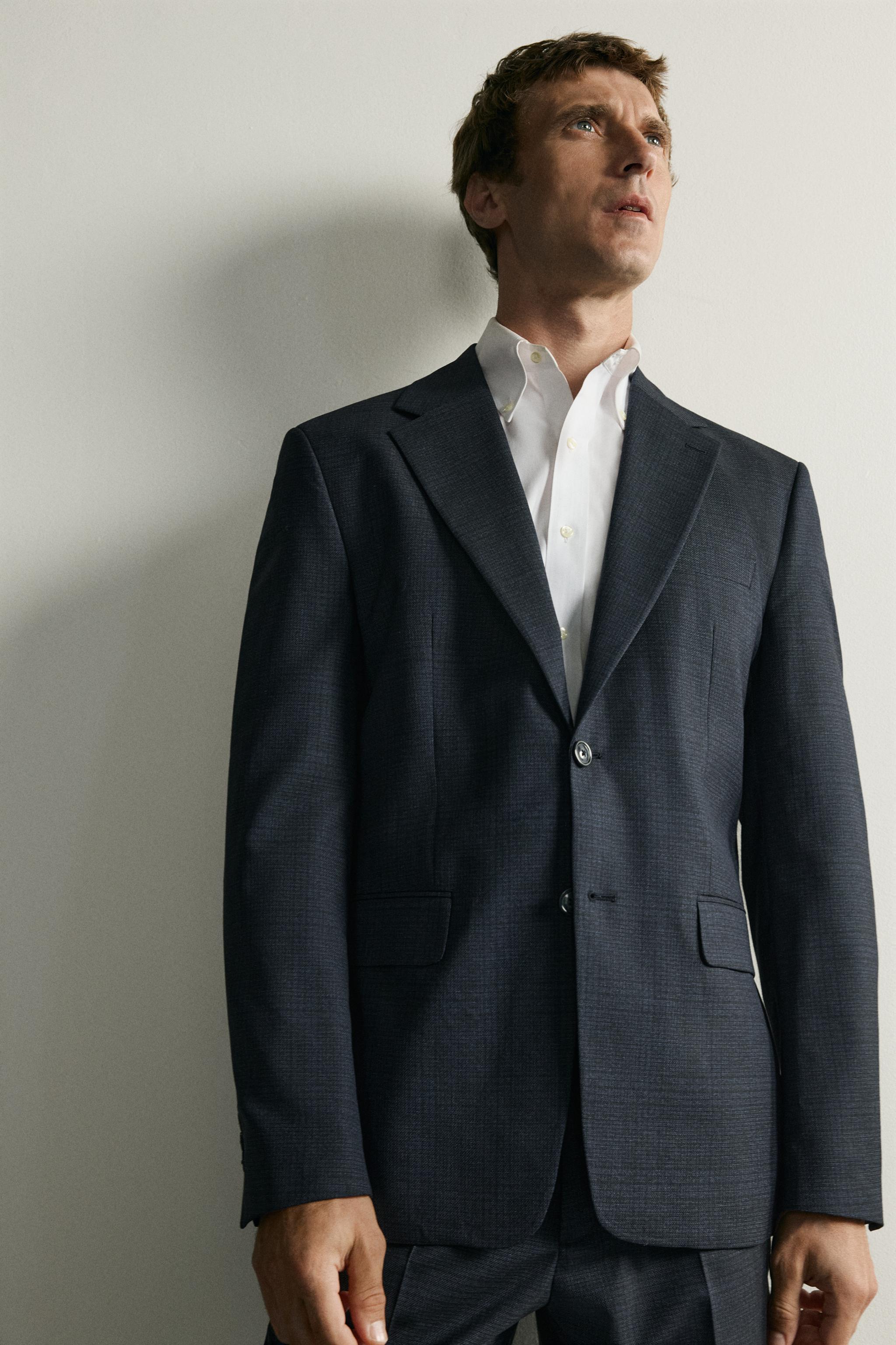 CHECKED REGULAR FIT SUIT BLAZER